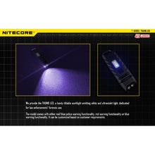 Load image into Gallery viewer, Nitecore THUMB LEO 45 Lumen White &amp; UV Keychain Light
